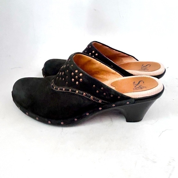 SOFFT Womens Langston Suede Leather Studded Clog Mule Slide Black Size 8.5 - Picture 3 of 10